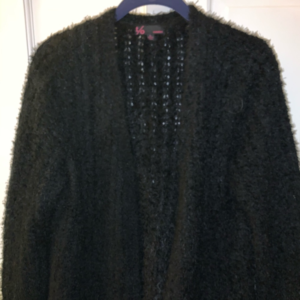 Black eyelet eyelash sweater